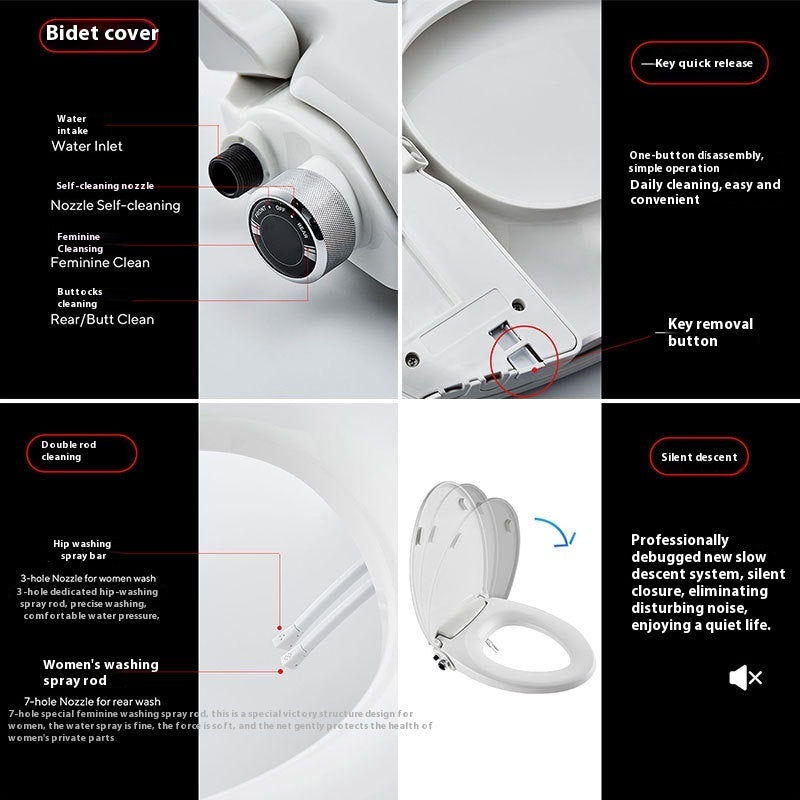 Home Intelligent Toilet Seat Cleaner – Non-Electric Dual Nozzle Bidet Seat