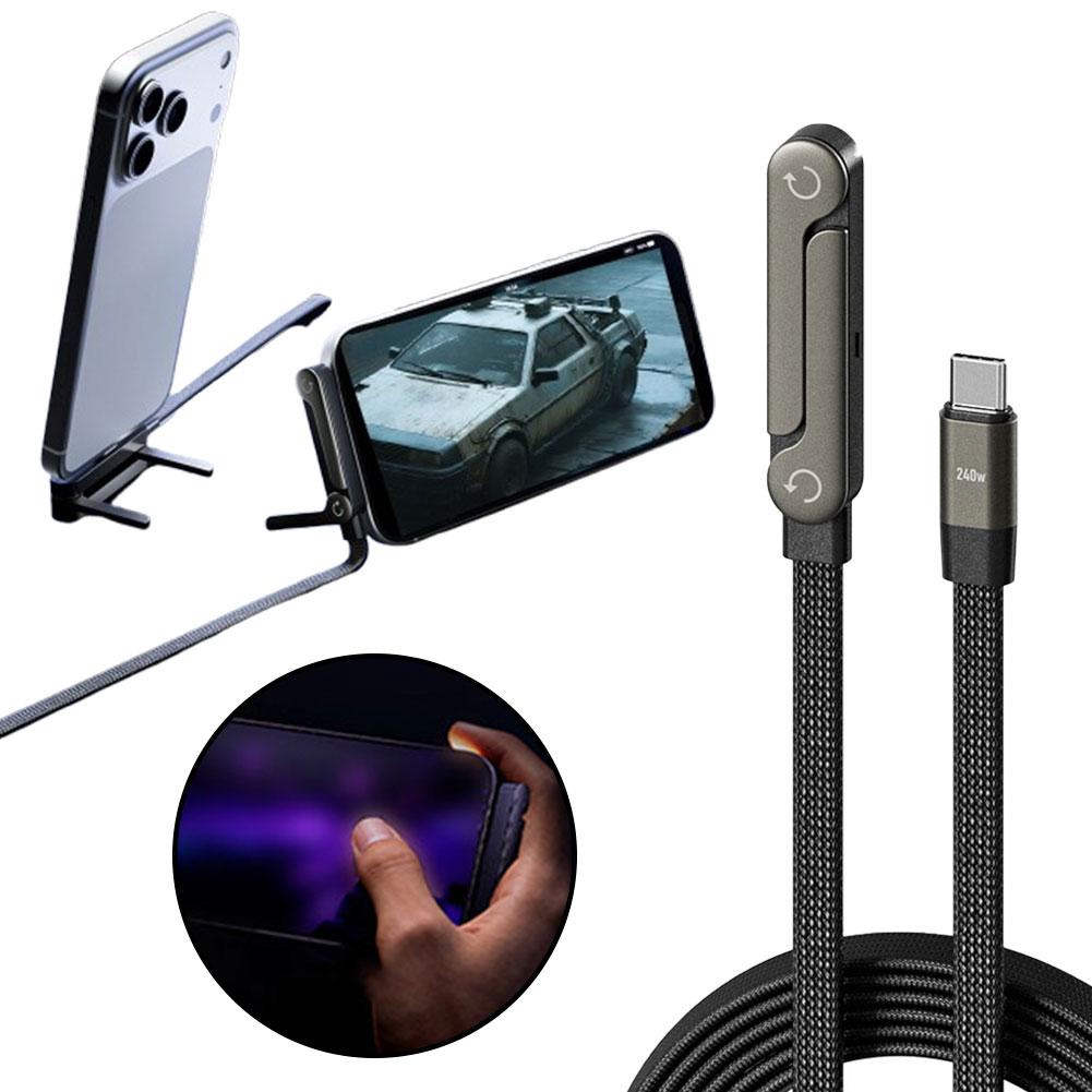 2-in-1 Fast Charging Cable & Foldable Stand – USB-A/Type-C for Phone & Tablet