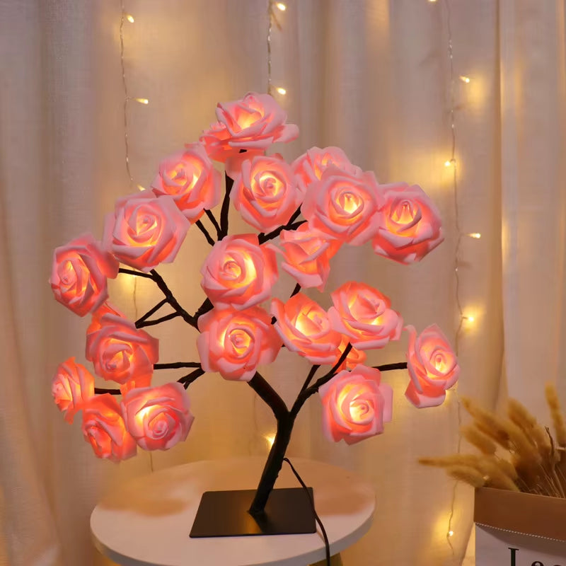 36LED/108LED Table Lamp, Rose Light String, Tree Night Lights, USB Powered Lighting, for Girls Lover Party Camping Summer Decor
