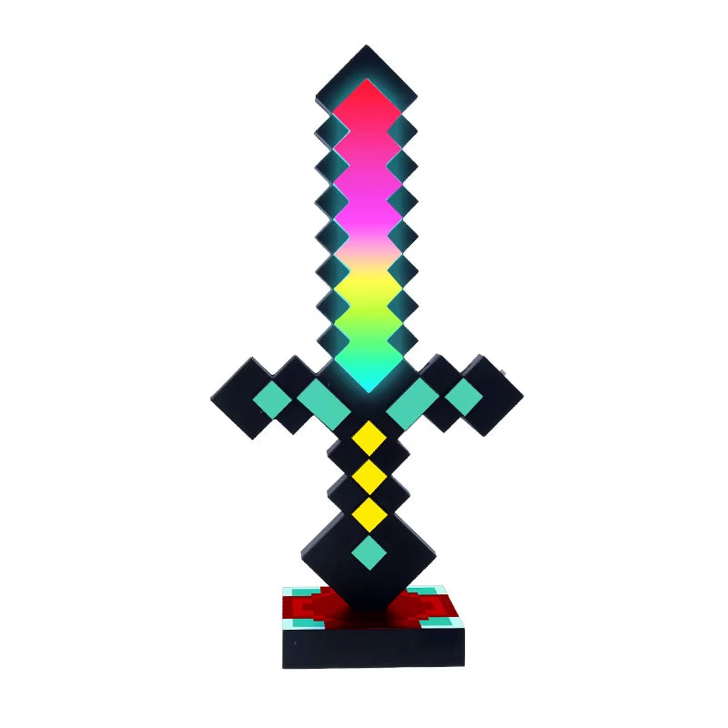 Luminous Diamond Sword World Surrounding Pixel Weapons Laser Sword Nightlight Ornaments to Buckle Two-In-One Children'S Toy Gift