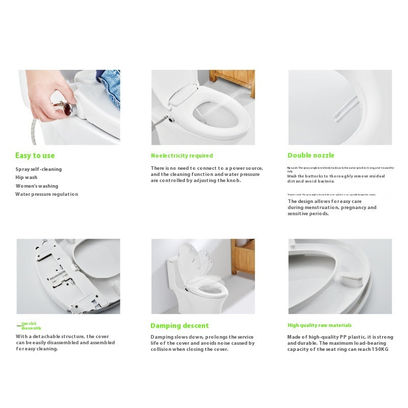 Home Intelligent Toilet Seat Cleaner – Non-Electric Dual Nozzle Bidet Seat