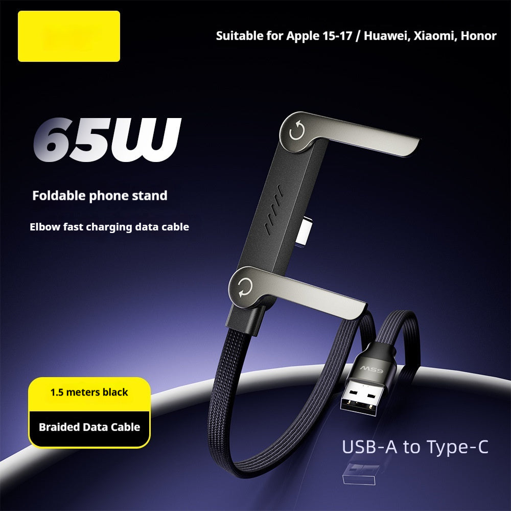 2-in-1 Fast Charging Cable & Foldable Stand – USB-A/Type-C for Phone & Tablet