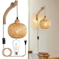 Bamboo Lantern Wall Lamp – Hand-Woven Natural Bamboo & Rattan