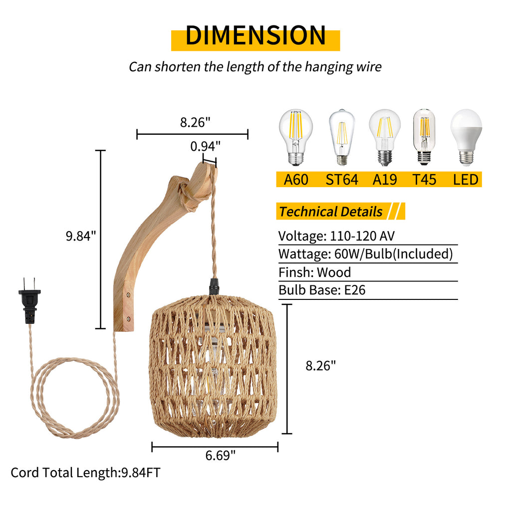 Bamboo Lantern Wall Lamp – Hand-Woven Natural Bamboo & Rattan